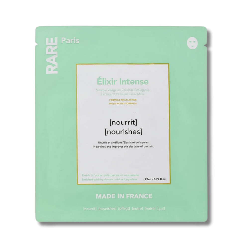 Поживна маска для обличчя з гіалуроновою кислотою та скваланом - Rare Paris Elixir Intence Ecological Cellulose Facial Mask фото