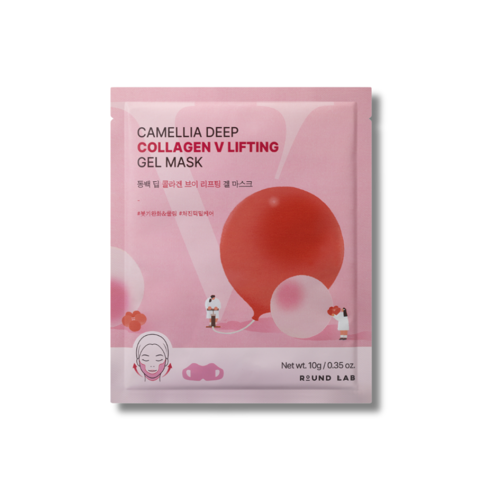 Гидрогелевая лифтинг-маска для контура лица - Round Lab Camellia Deep Collagen V Lifting Gel Mask фото