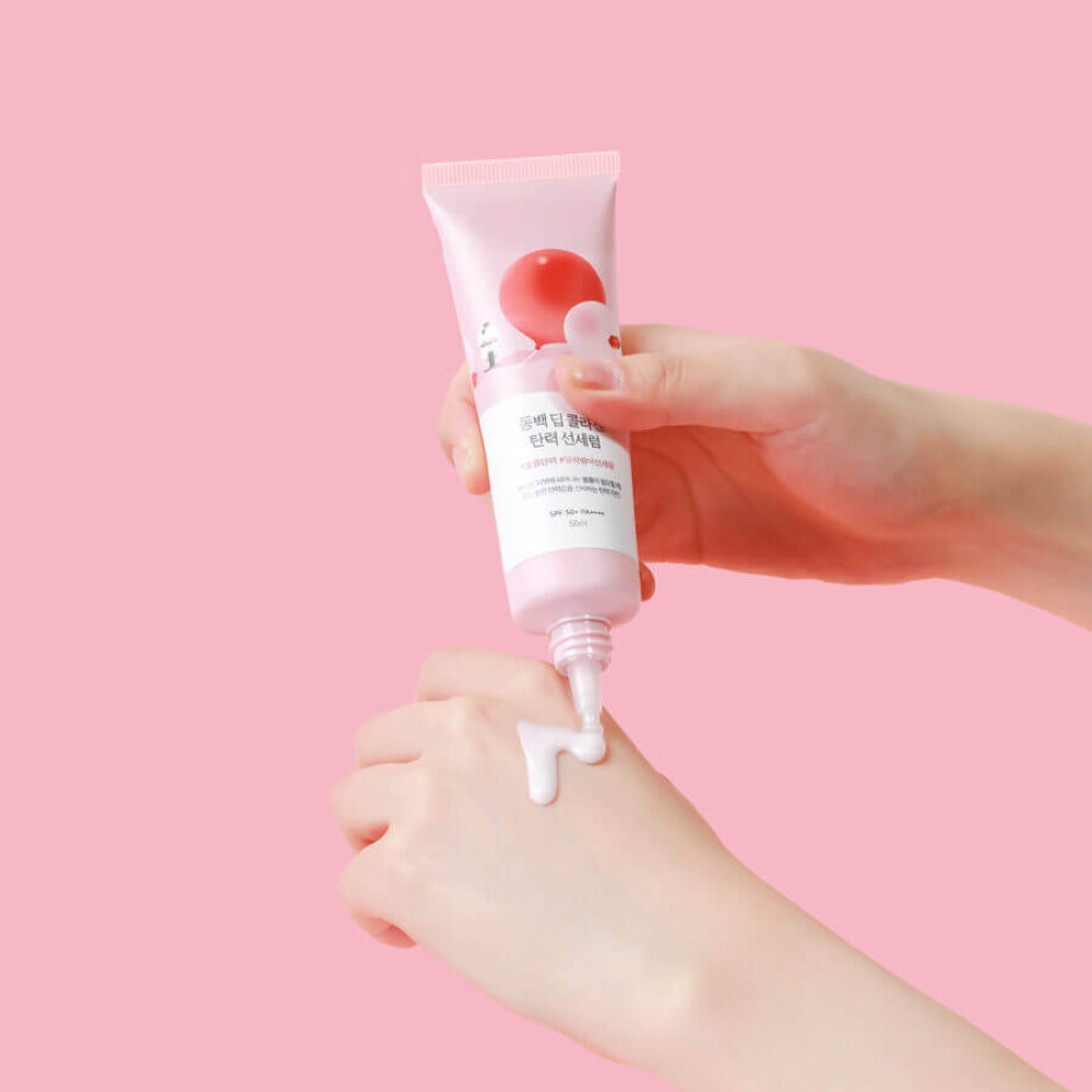 Солнцезащитная сыворотка с коллагеном - Round Lab Camellia Deep Collagen Firming Sun Serum фото 2