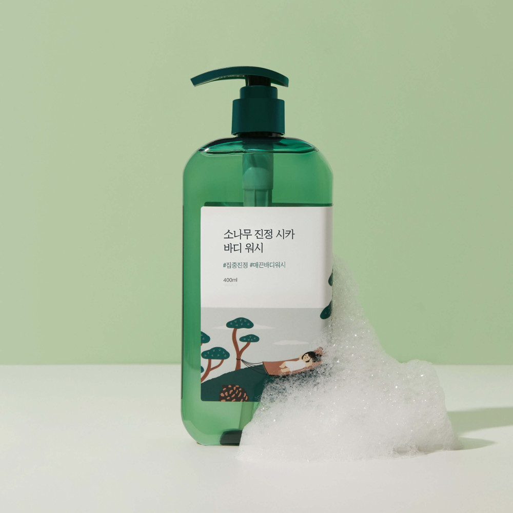 Успокаивающий гель для душа с экстрактом иголок сосны - Round Lab Pine Calming Cica Body Wash фото 2