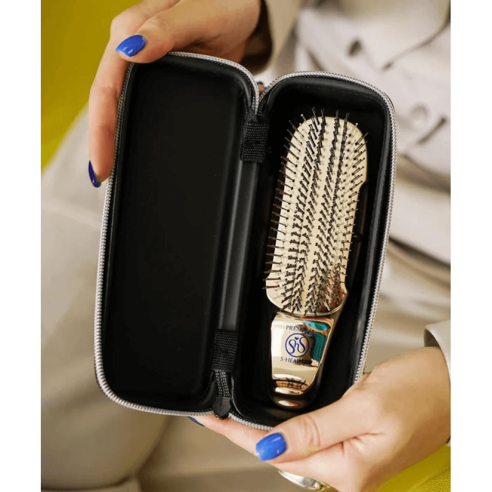 Компактний захисний чохол для щіток з короткою ручкою - S-Heart-S Black Short Comb Case фото 2