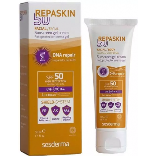 Солнцезащитный крем-гель для лица SPF50 - Sesderma Repaskin Facial Sunscreen gel crem фото