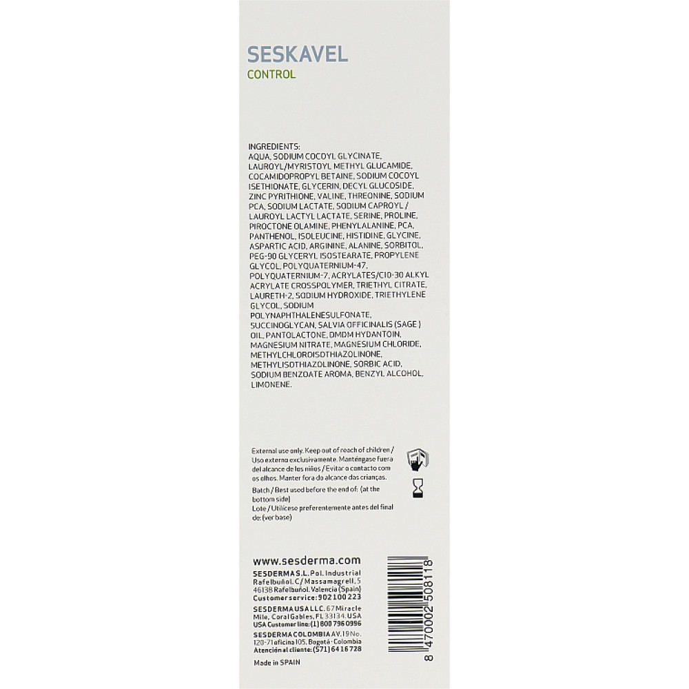 Шампунь проти лупи - Sesderma Laboratories Ses Kavel Dandruff Control Shampoo фото 3