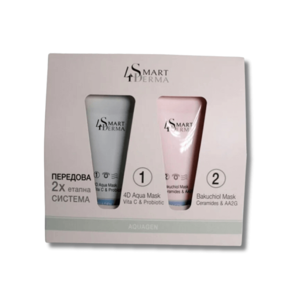 Передовая 2-х этапная маска для интенсивного увлажнения – Smart4Derma 4D Aqua Mask + Bakuchiol Mask 75ml+75ml фото