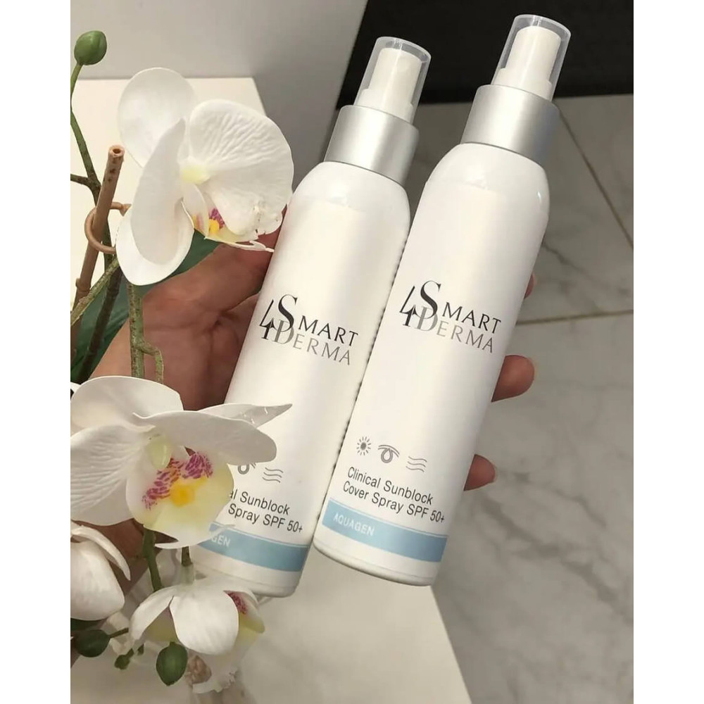 Солнцезащитный регенерирующий спрей для тела и лица SPF 50 - Smart4Derma Aquagen Clinical Sunblock Cover Spray SPF 50+ фото 3