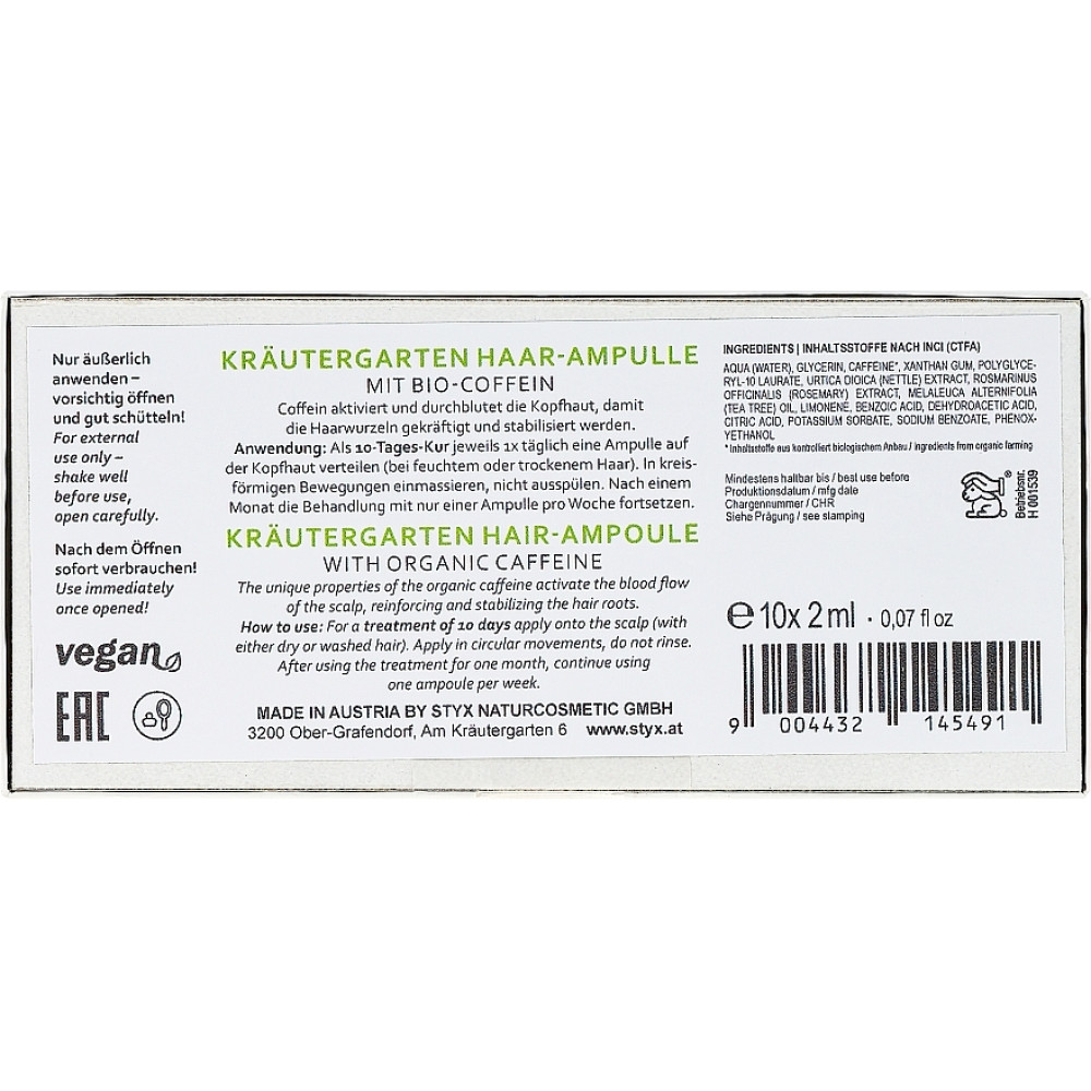 Ампулы для волос с био-кофеином - Styx Naturcosmetic Hair-Ampoule With Organic Caffeine фото 2