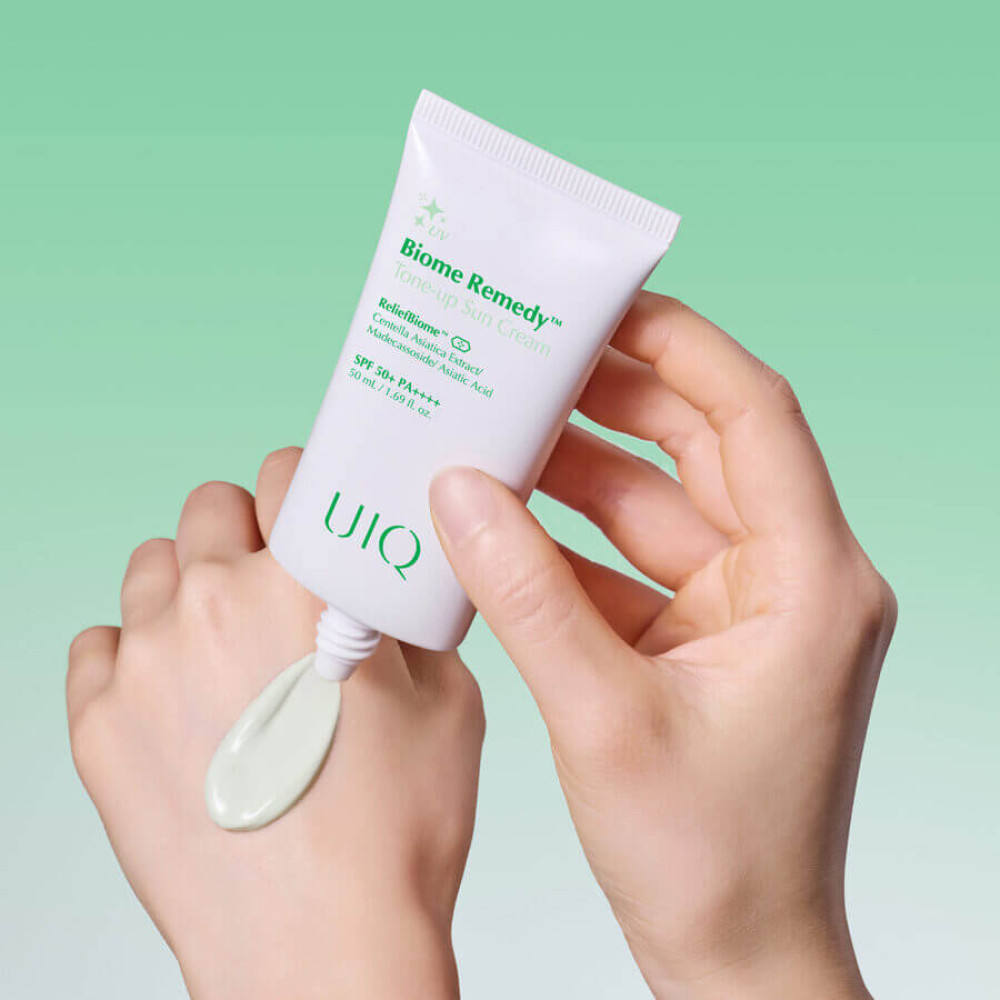 Солнцезащитный крем с зеленым тоном - UIQ Biome Remedy Tone-up Sun Cream Green фото 2