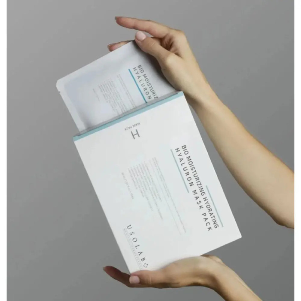 Увлажняющая, успокаивающая и омолаживающая маска - Usolab Bio Moisturizing Hydrating Hyaluron Mask Pack фото 2