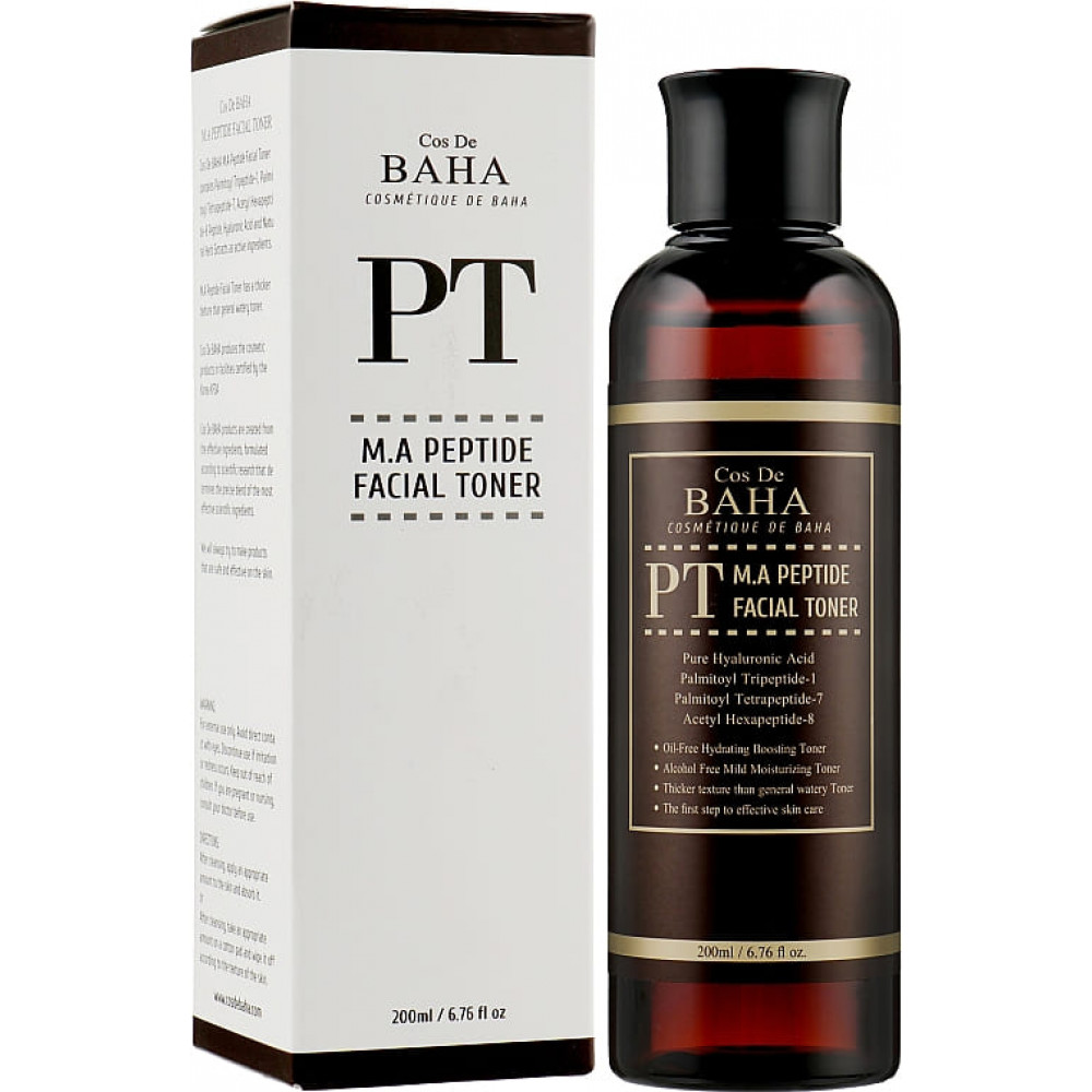 Пептидний тонер з матраксилом і керамідами - Cos De Baha Peptide Facial Toner With Matrixyl 3000 Argireline and Hyaluronic  фото 2