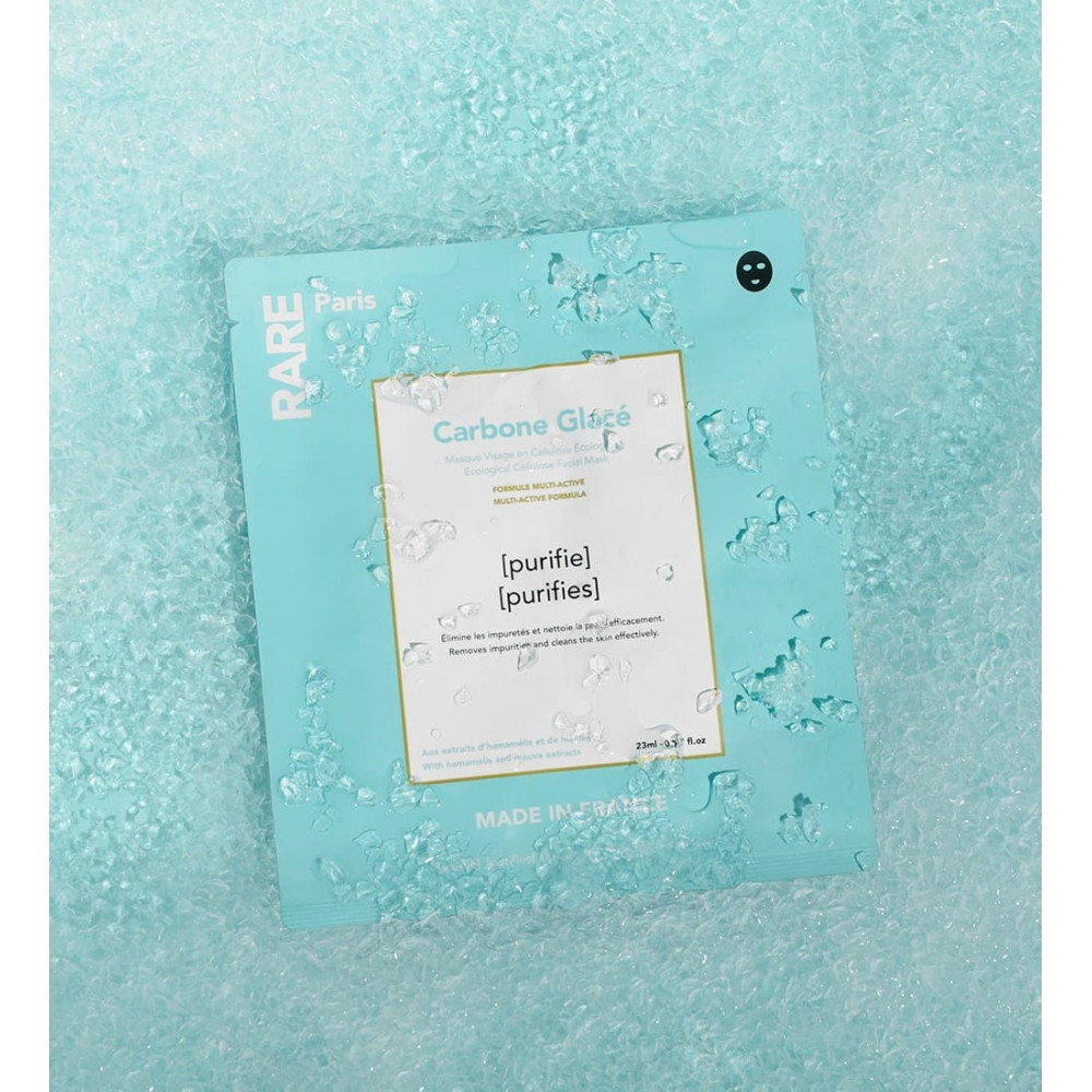 Черная тканевая маска для очищения и детокса кожи - Rare Paris Carbone Glace Ecological Cellulose Facial Mask фото 4