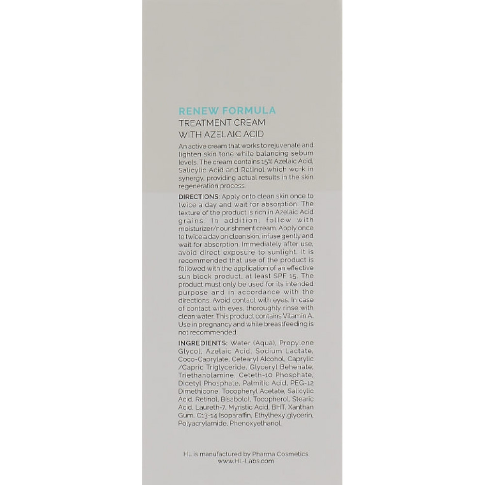 Лечебный крем с азелаиновой кислотой - Holy Land Renew Formula Treatment Cream With Azelaic Acid фото 2