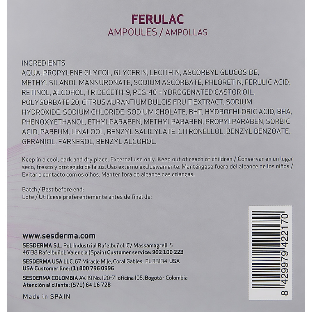 Ліпосомальна сироватка - SeSDerma Ferulac Liposomal Ampoules фото 3