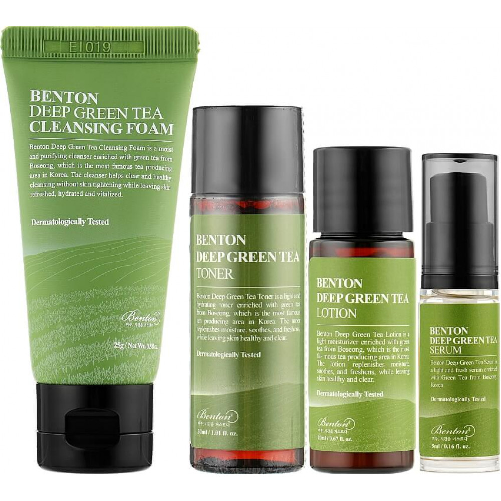 Набір мініатюр з зеленим чаєм - Benton Deep Green Tea Trial Kit фото 5