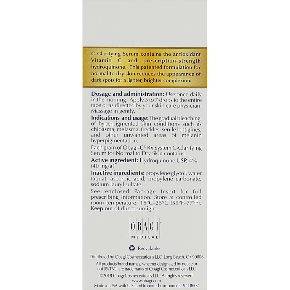 Освітлююча сироватка для сухої шкіри - Obagi C-Clarifying Serum Dry фото 3
