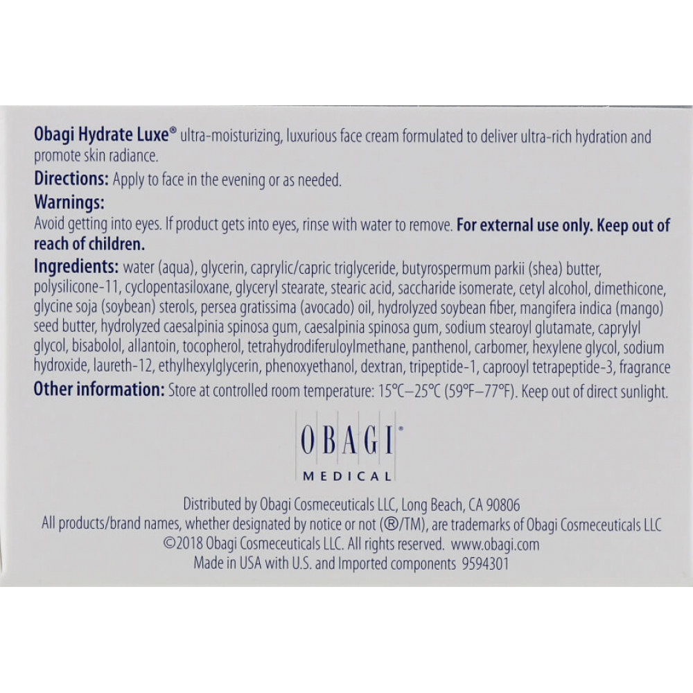 Увлажняющий крем с маслом ши, авокадо, манго и пептидами - Obagi Hydrate Luxe фото 4