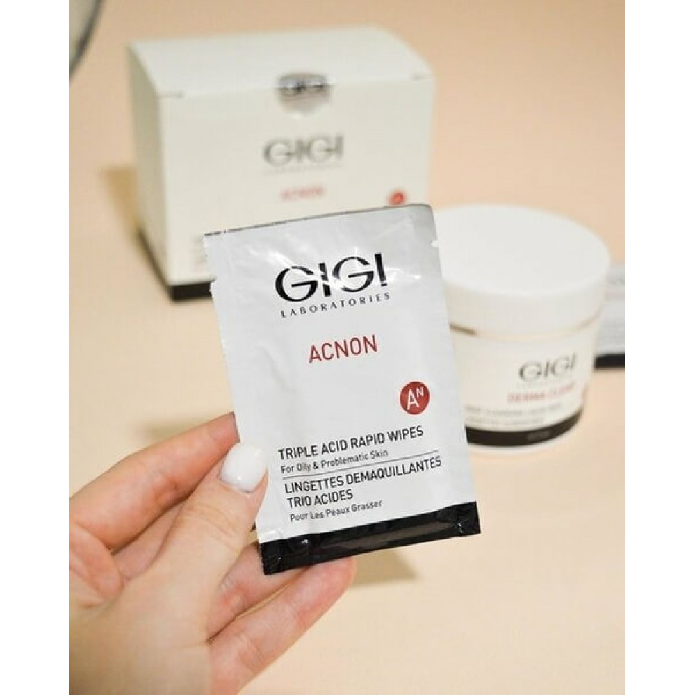 Влажные салфетки - Gigi Acnon Triple Acid Rapid Wipes фото 4