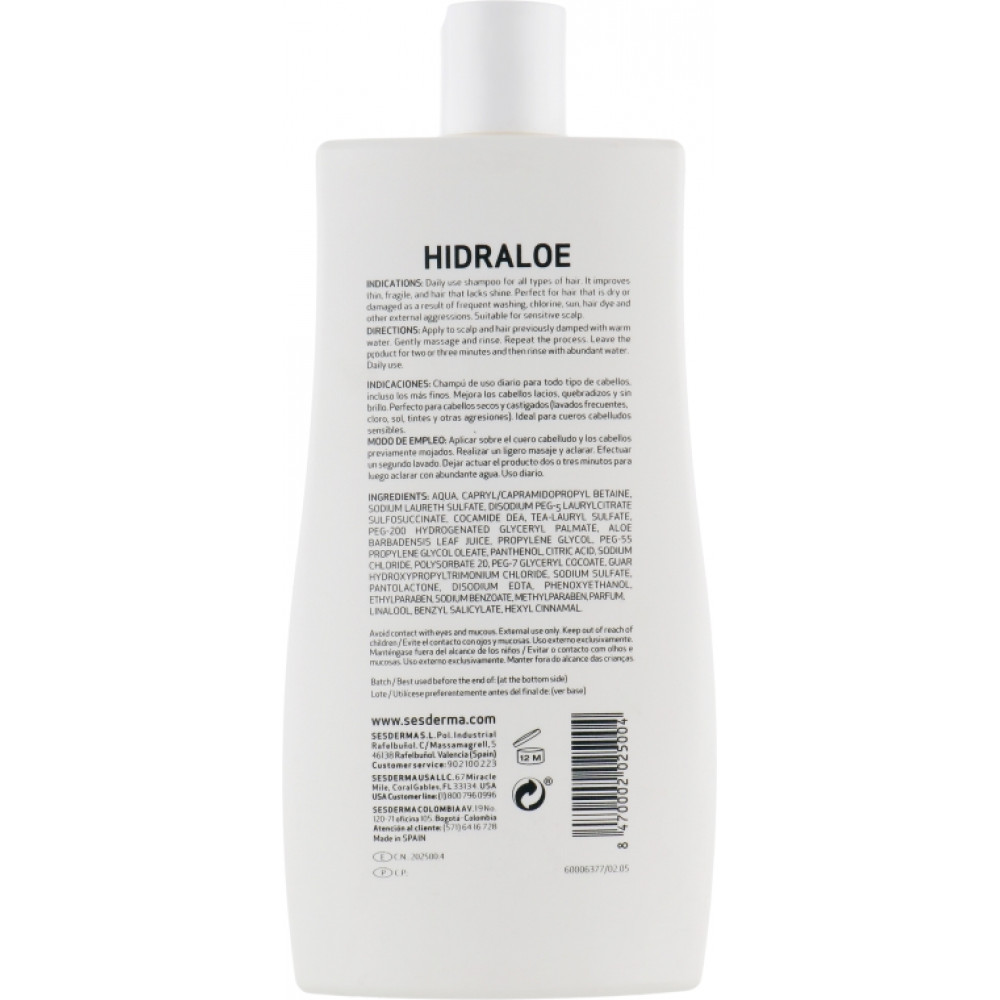 Відновлюючий шампунь - SeSDerma Laboratories Hidraloe Shampoo фото 2