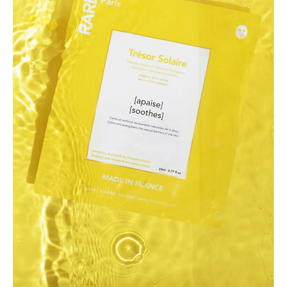 Успокаивающая маска для лица с витамином Е и экстрактом арники - Rare Paris Tresor Solaire Ecological Cellulose Facial Mask фото 3