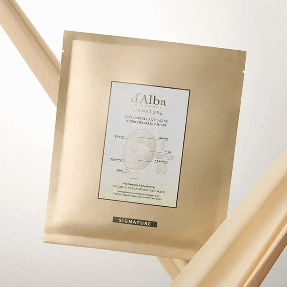 Гідрогелева маска 8-Shape з вітаміном C та колагеном - D'Alba Signature Vita Capsule Anti-Aging Hydrogel Mask 8 Shape фото 3
